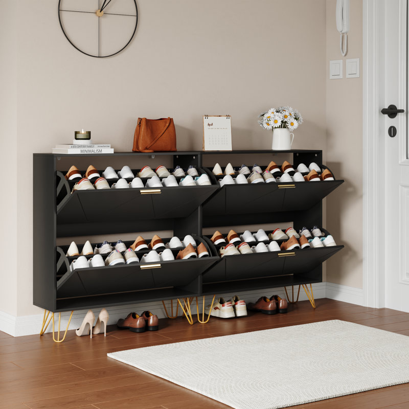 30 Pair Shoe Storage Cabinet,Shoe Organizer, Black