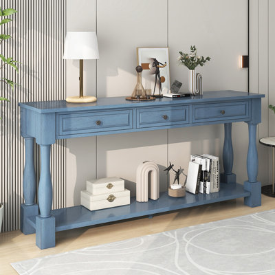 Console Table 63" Long Console Table With Drawers And Shelf For Entryway, Hallway, Living Room