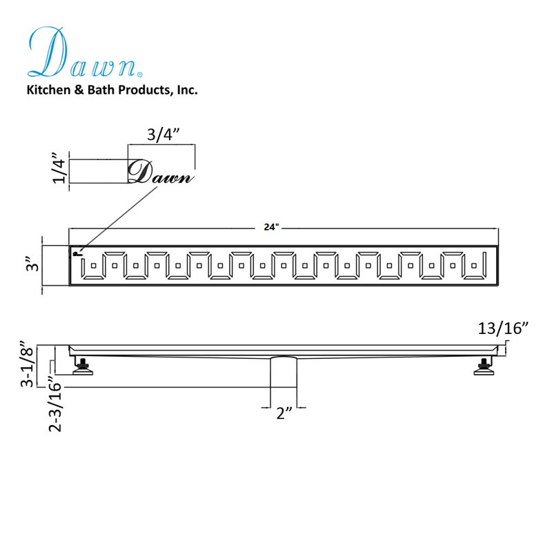 24 Inch Long Stainless Steel Linear Floor Shower Drain