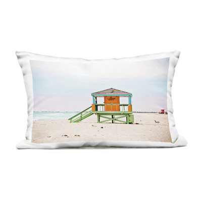 No Lifeguard On Duty Design by Seven Trees Design Outdoor Printed Pillow