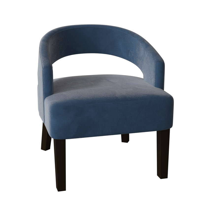 Fauteuil demi-tonneau Carly, Marron foncé, Velours lapis