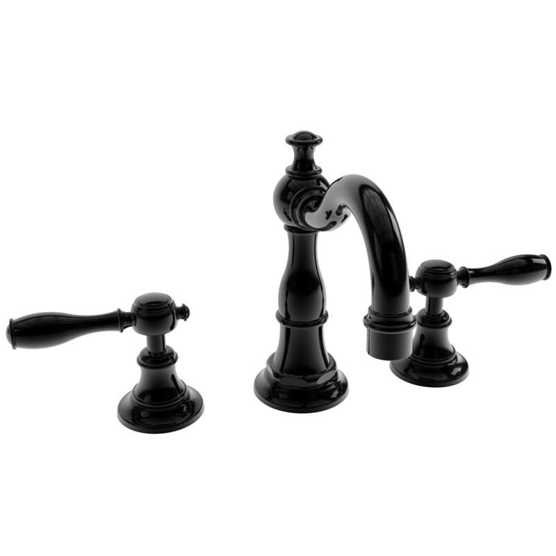 Victoria Widespread Bathroom Faucet with Drain Assembly, Gloss Black