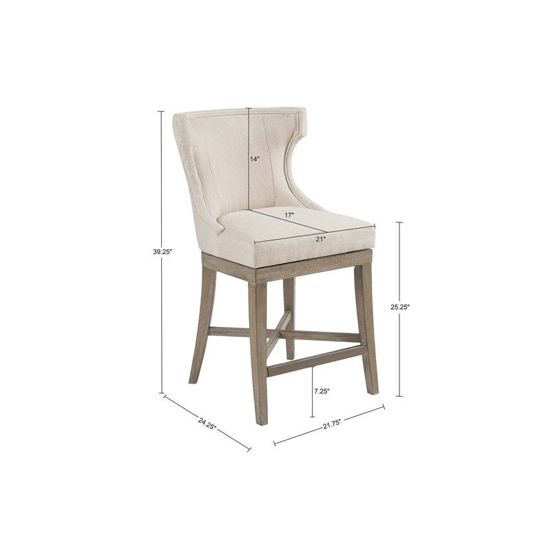 Tabouret de comptoir pivotant Hajir, Beige, Tabouret de comptoir (siège d'une hauteur de 25,2