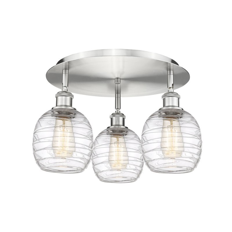 Plafonnier semi-encastré en verre Alve, Nickel satiné, Tourbillon déco