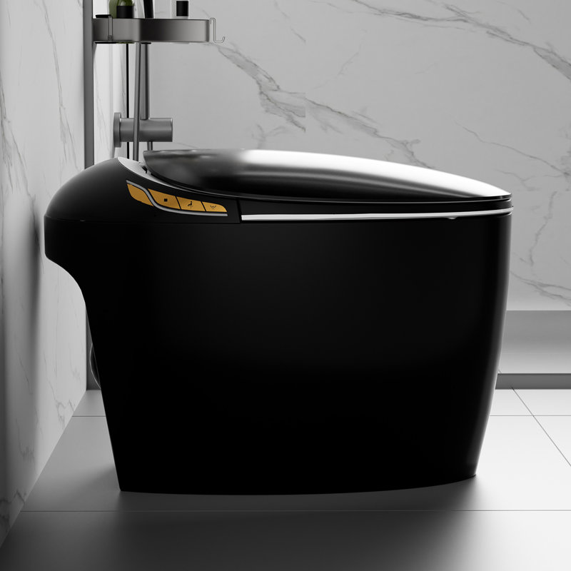 Unique Smart Toilet With Bidet Built In, Intelligent One Piece Toilet For Modern Bathroom, Auto Open/Close Seat, Foot Sensor, LED Display,Night Light, Warm Water & Dryer
