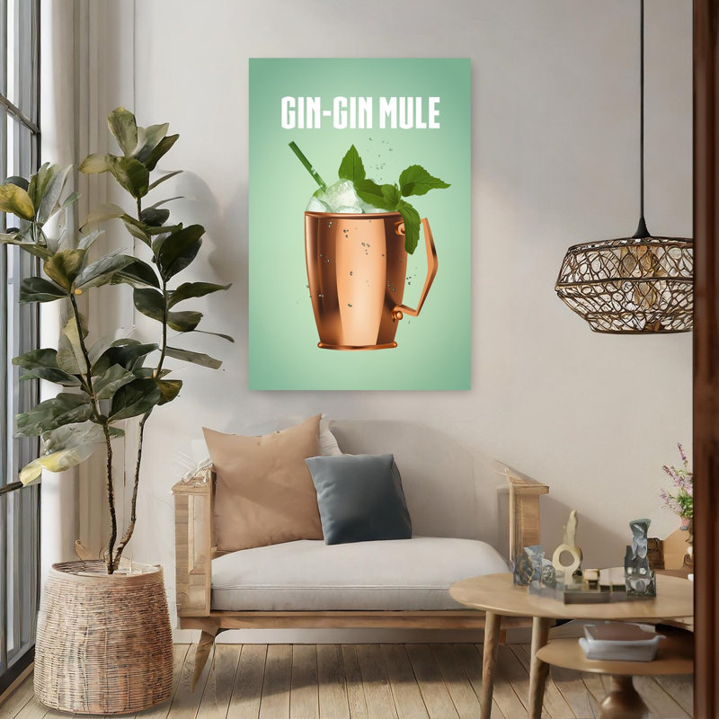 Art mural contemporain rafraîchissant «Mule gin», H 48 po x l 32 po