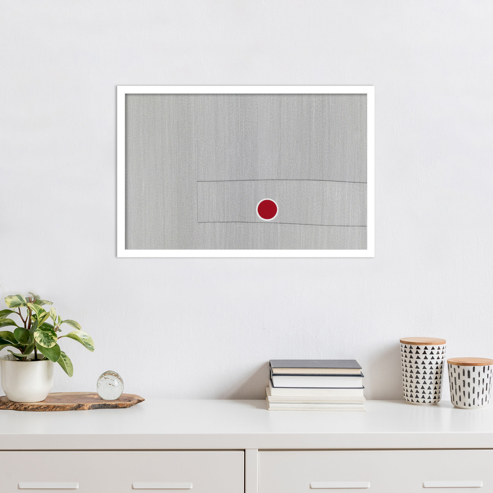 Grey Drawing Fifty Seven Print, White, 17" H x 25" W x 1" D