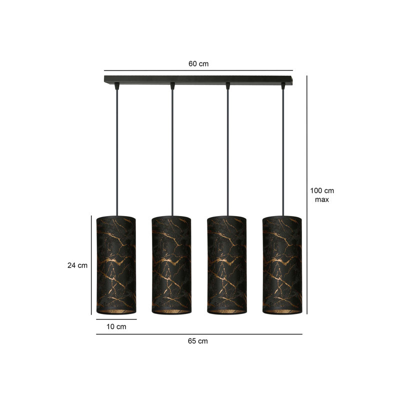 Sutter 4 - Light Kitchen Island Pendant, Black