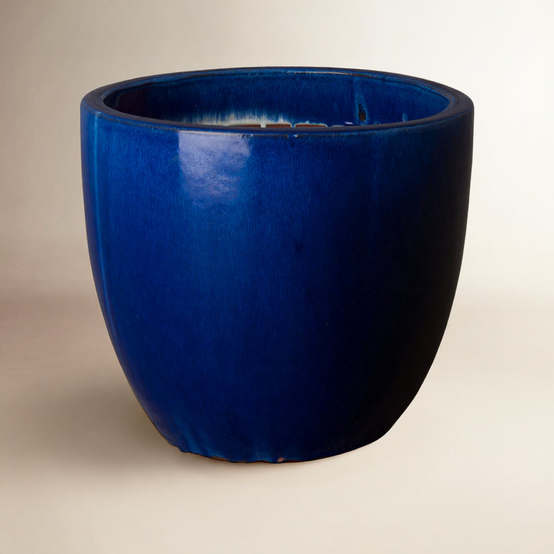 Silsbee Handmade Ceramic Pot Planter, Blue, 12" H x 14" W x 14" D
