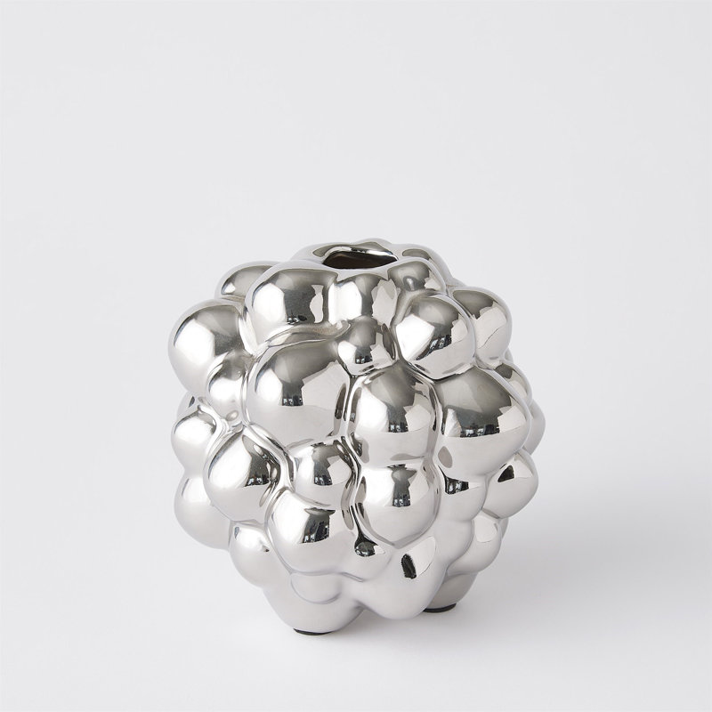 Vase à bulles, H 5,25 po x l 5,25 po x P 5,25 po, Argent brillant