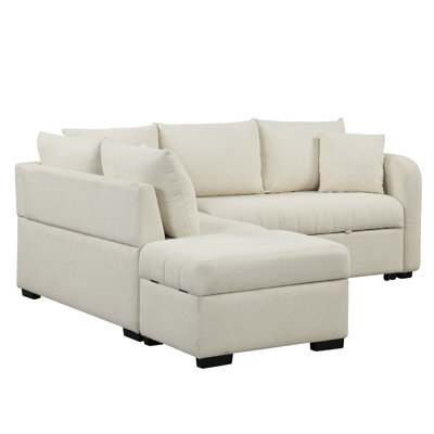 Nikolas Pull Out Sleeper Sectional Sofa with Movable Ottoman