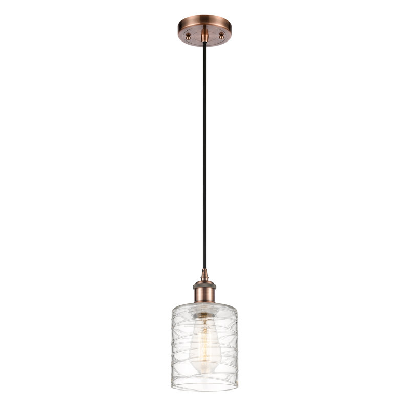 Malcolm 1 - Light Single Drop Pendant Pendant, 8" H x 5" W x 5" D, Antique Copper