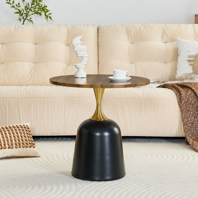 Table de bout ronde moderne avec base à piédestal lesté, petite table d'appoint de 23,6 po, table basse pour le salon ou la chambre à coucher