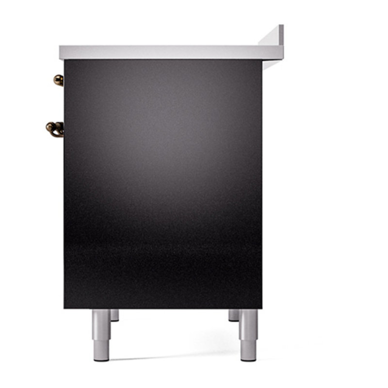 Cuisinière à induction 40 pouces avec 6 éléments à induction ILVE Nostalgie II Series (porte pleine), Noir brillant / bronze