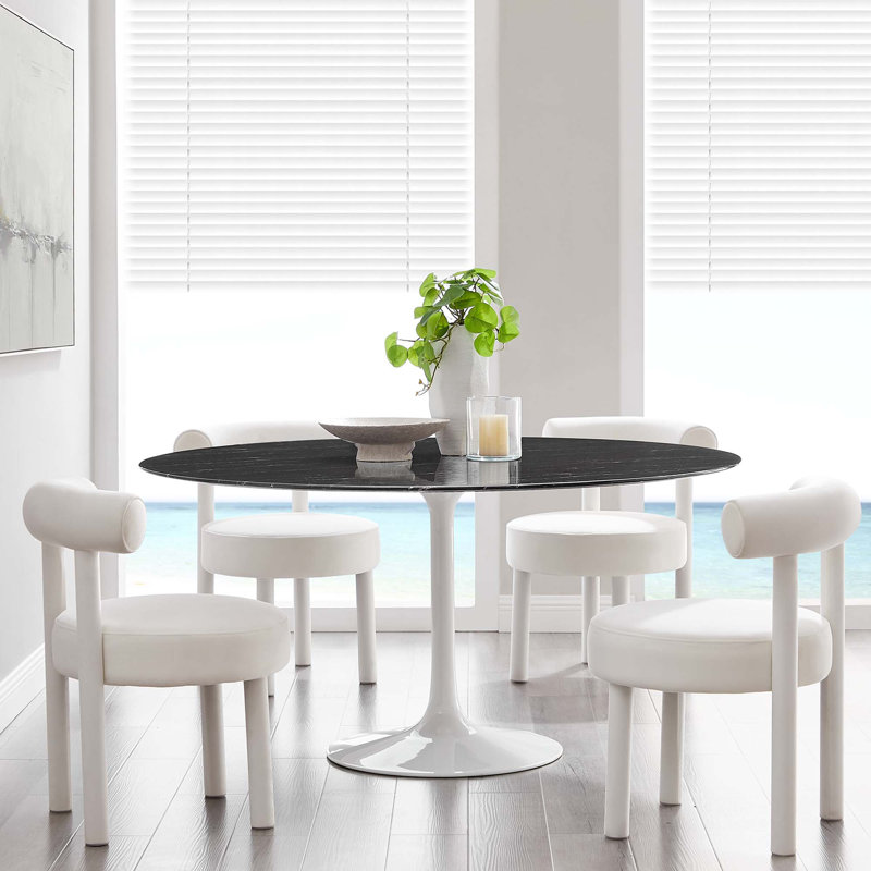 Table de bar Lippa, plateau rond en marbre artificiel, par Modway, L 60 po x l 60 po, Table standard (hauteur de 28,5 po)