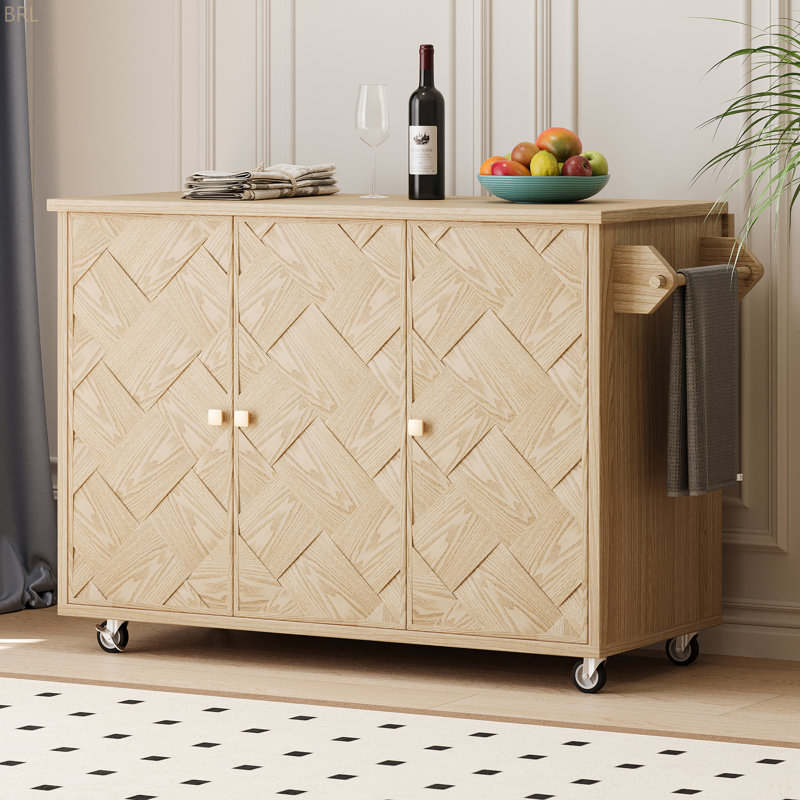 Îlot de cuisine l 51,2 po, Bois naturel