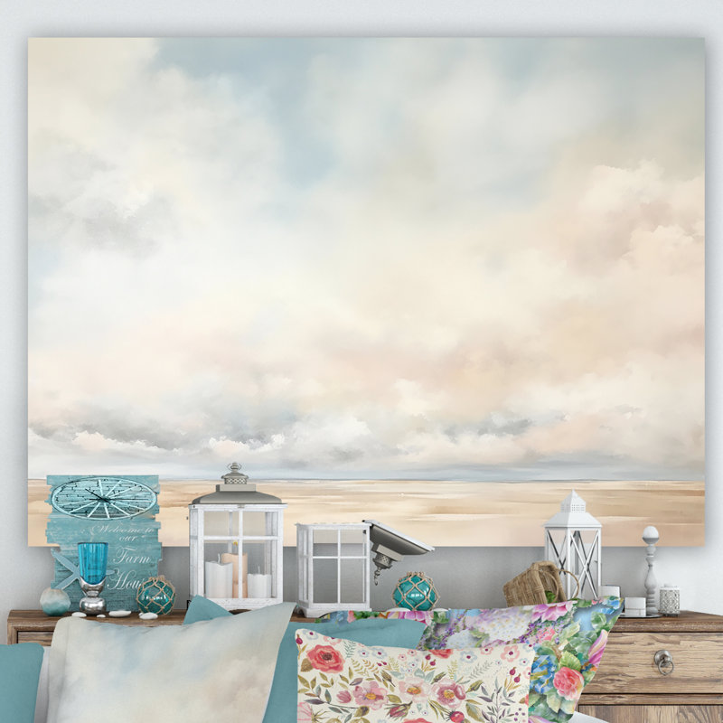 Minimalisme, ciel nuageux, paysage I sur toile, Toile tendue, H 30 po x l 40 po x P 1,5 po