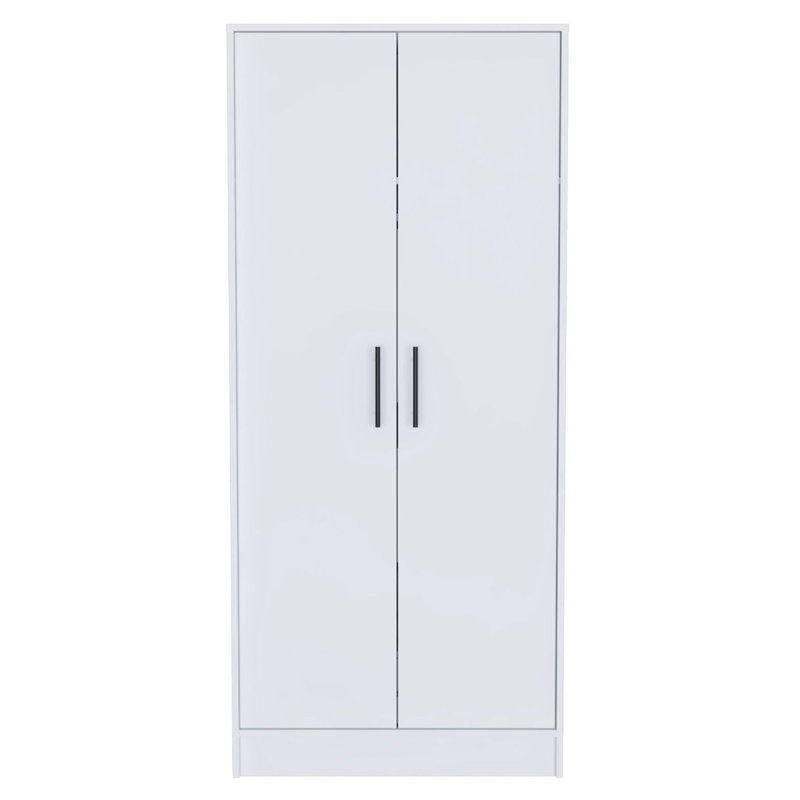Armoire Ambery 180, deux tablettes, porte double, tringle en métal, un tiroir, H 71,1 po x l 19,7 po x P 31,5 po, Blanc