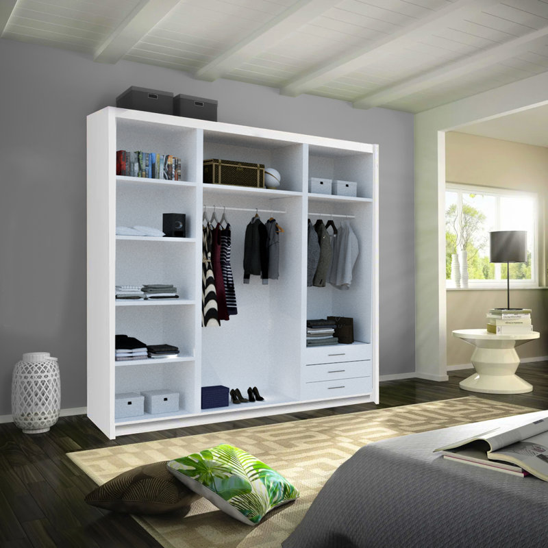 Ludora 3 Door Manufactured Wood Wardrobe, White