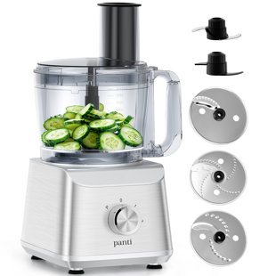 Panti Food Processor, 2+P Speeds 4 Functions For Chopping, Slicing, Purees & Dough With 12-Cup Processor Bowl, 3 Blades