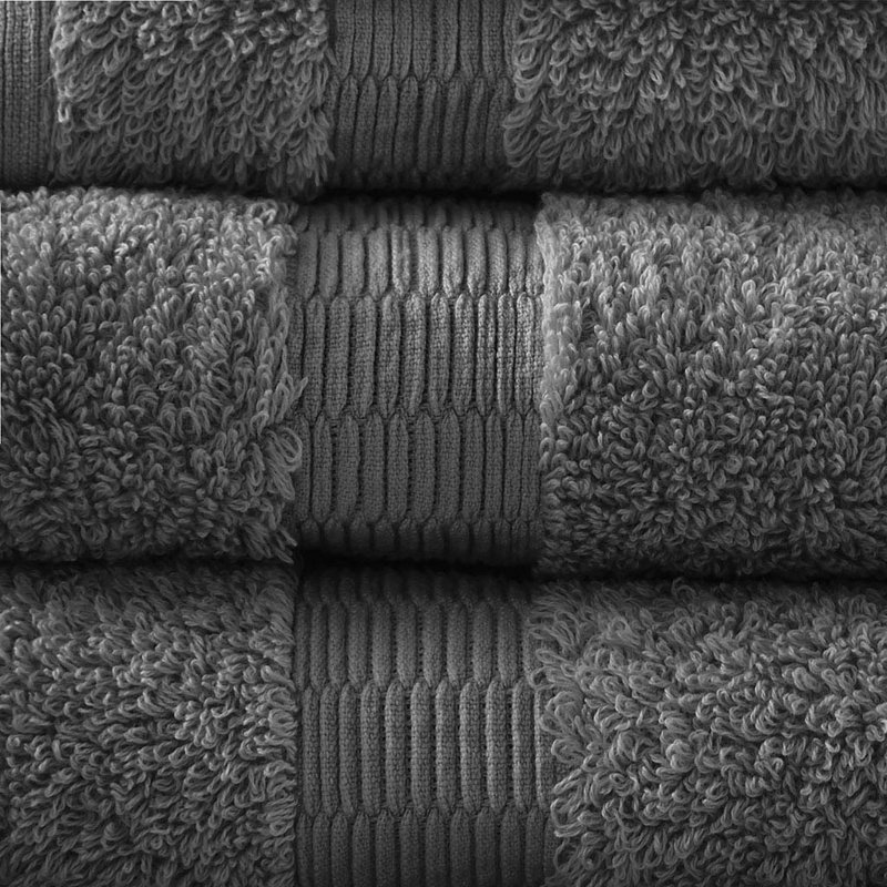 Gracie Mills Forrest Splendor  Cotton 6 Piece Towel Set, Charcoal 650Gsm