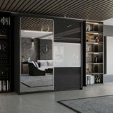 High Gloss Double/Triple Sliding Mirror Door Wardrobe Comes in White, Black Colors with 4 Sizes