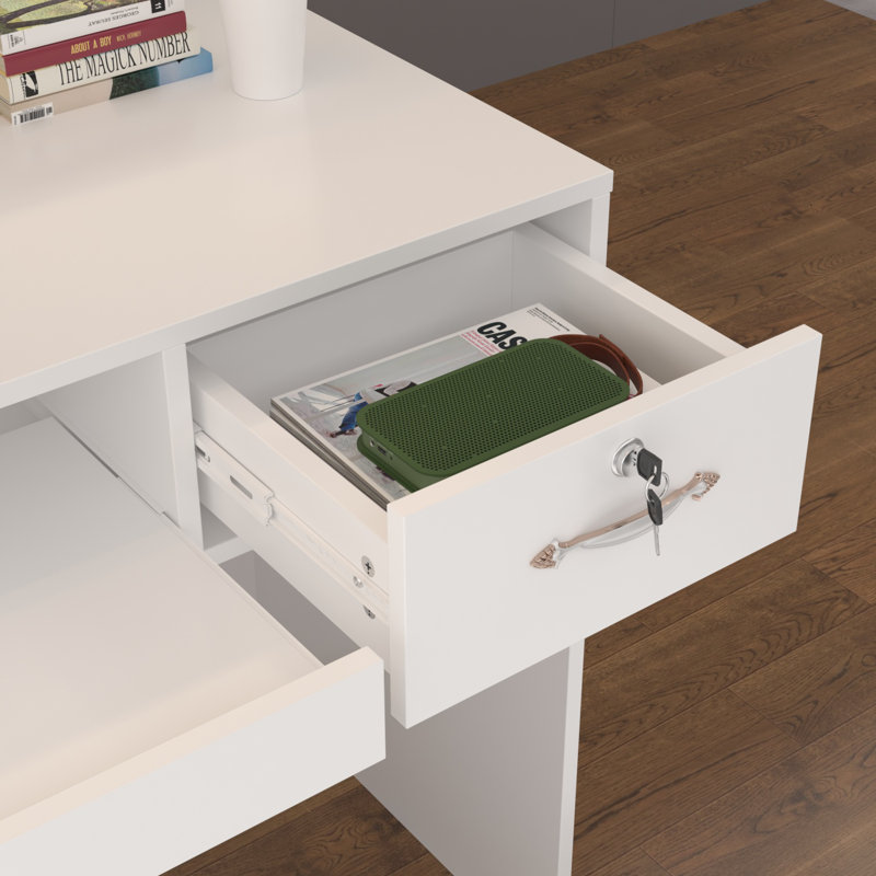 Rectangle Solid + Manufactured Wood Reception Desk with Filing Cabinet