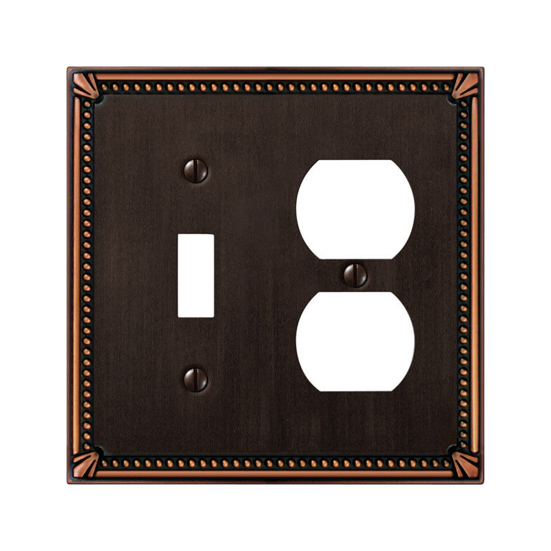 Aged Bronze 2-Gang Toggle and Duplex Wall Plate