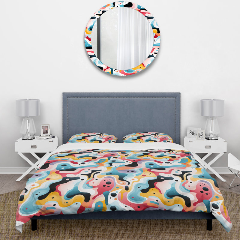 Ensemble de housse de couette pastel Mid Century, Housse de couette pour très grand lit et 2 très