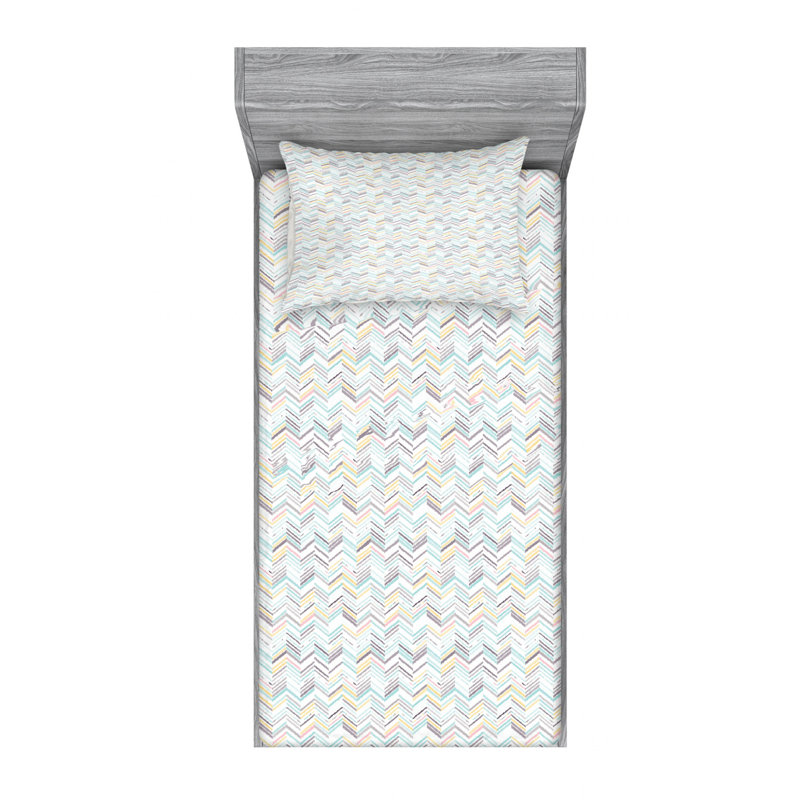 Microfiber Chevron Sheet Set, Twin XL Sheet Set with Fitted Sheet