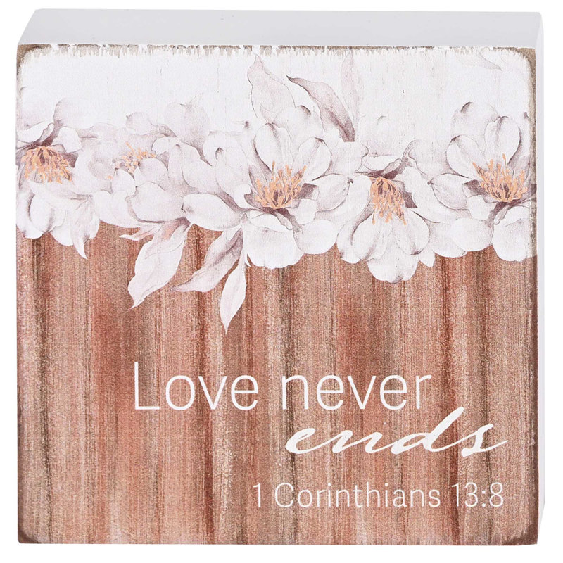 Plaque de table «Love Never Ends» 3 x 3