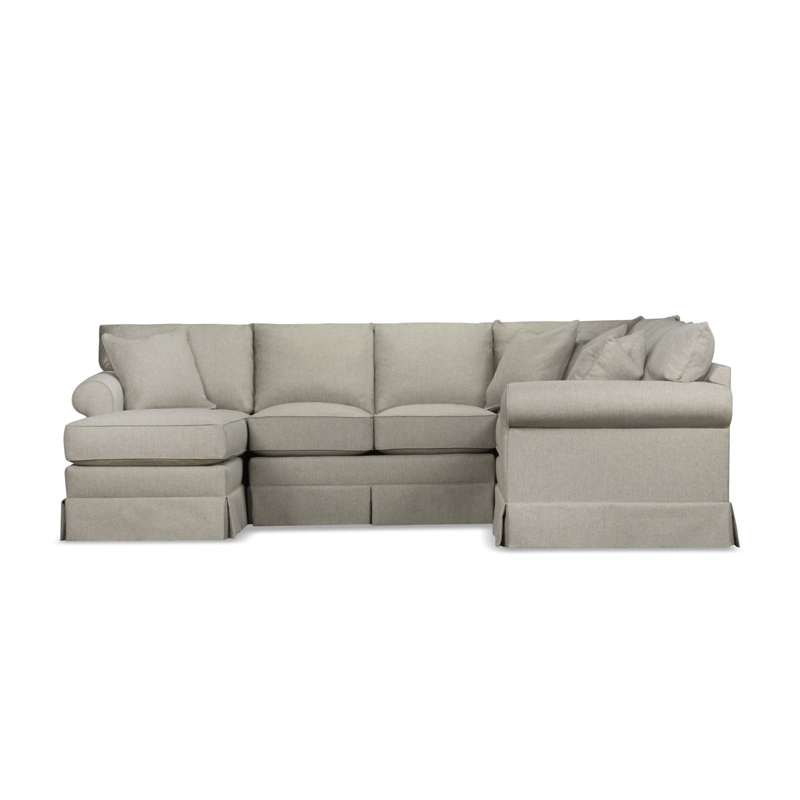 Friedman Upholstered Chaise U-Sectional, Left Hand Facing, Drusky Linen Sustain® Basketweave