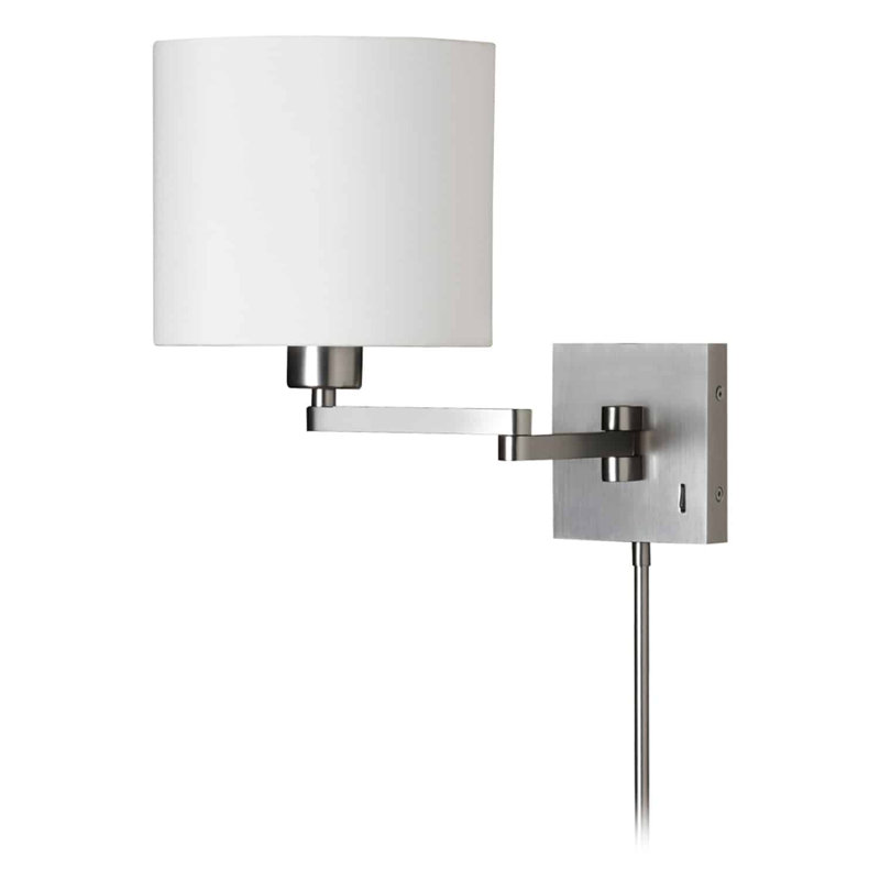 Hillerod Steel Plug-in Swing Arm Sconce, Satin Chrome