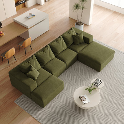 Ensemble de canapé modulaire rembourré moderne sans os, canapé modulaire en forme de L de 132 po avec 6 oreillers