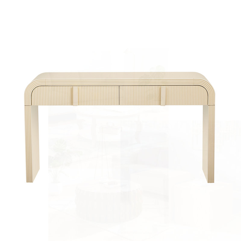54.9" W Console Table With 2 Drawers, Apricot Cream