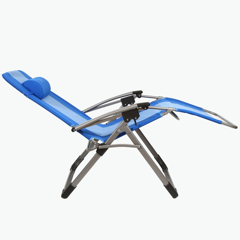 Kamp-Rite Outdoor Folding Reclining Zero Gravity Chair w/ Headrest Pillow, Blue