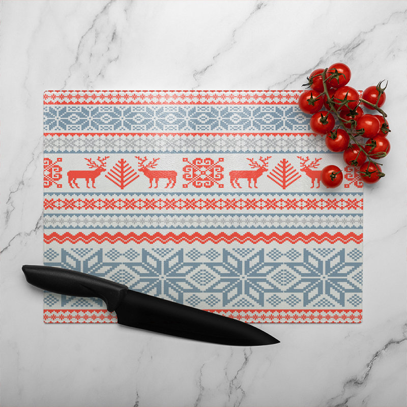 Christmas Background With Deer Dining Glass Chopping Board