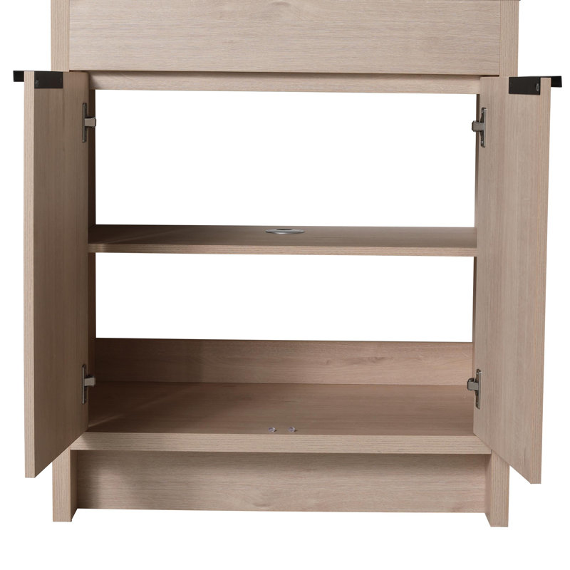 Base de meuble-lavabo sur pied simple 30 po avec 2 portes et 1 tablette, Chêne clair uni