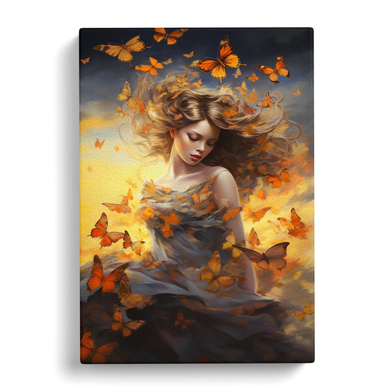 Butterfly Romanticism - Wrapped Canvas, 60cm H x 40cm W x 3cm D