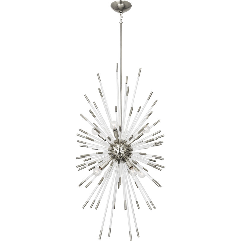 Lustre sphérique Spoutnik à 8 lumières Andromeda, Nickel poli