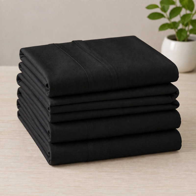 6-Piece Premium Deep Pockets Microfiber Sheet Set, Full, Black