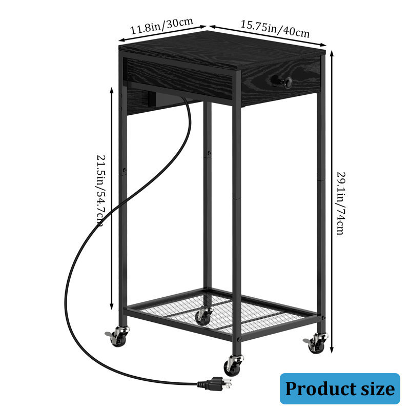 Printer Stand - Black with Power Strip