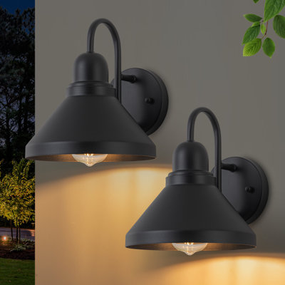  2-pack 9.25 In. Matte Black Gooseneck Outdoor Barn Light Sconce
