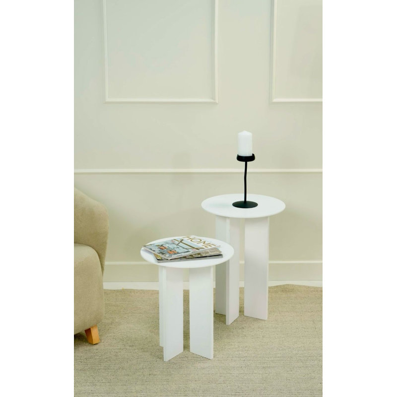 Ensemble de tables basses modernes (2 pièces), blanc, petite table: 15,8 po x 17,7 po x 15,8 po | Grande table: 15,8 po x 21,7 po x 15,8 po | 100% panneau de fibres à densité moyenne, épaisseur: 0,7 pouce | Design élégant et fonctionnel pour décorer un salon ou un salon