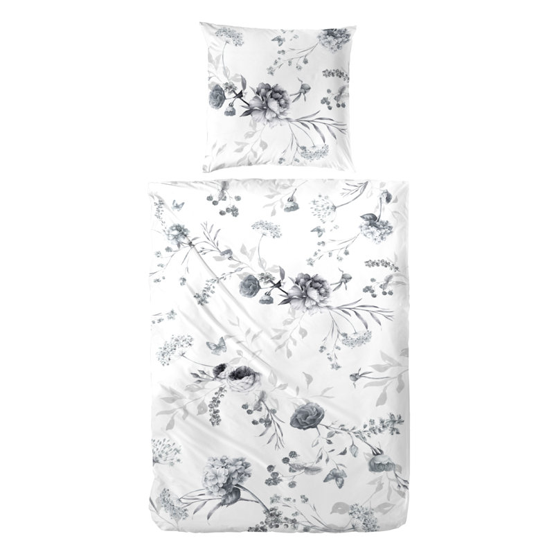 Earp Sateen Duvet Cover Set, 155cm W x 220cm L - 1 pillow 80 x 80cm, White