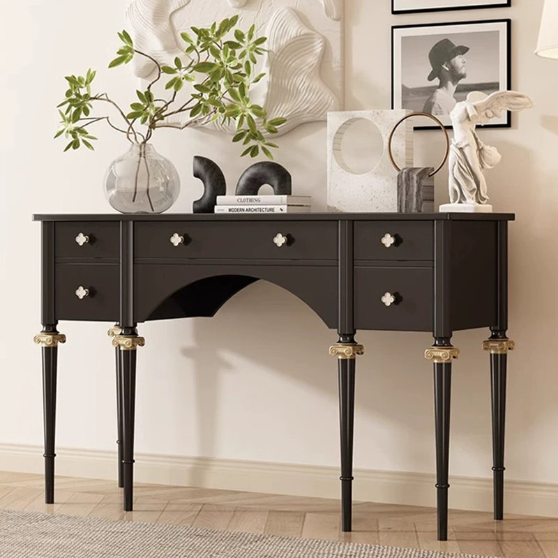 Console de style européen simple et moderne, H 31,5 po x l 47,2 po x P 13,8 po, Noir