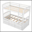 Lit superposé simple au-dessus d'un lit simple en bois avec lit gigogne et tiroirs, blanc