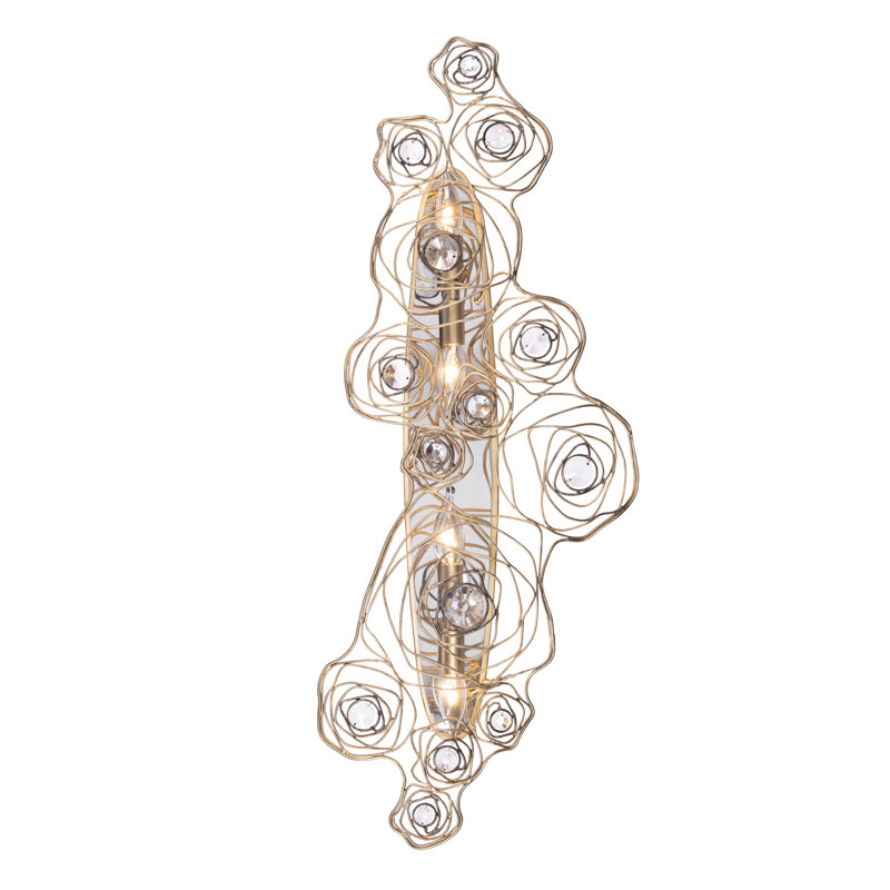 Applique murale 4 lumières Ethereal Rose - dégradé or Havana / accents en acier inoxydable poli