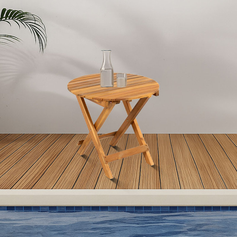 Table d'appoint pliable en bois massif pour patio, balcon ou jardin