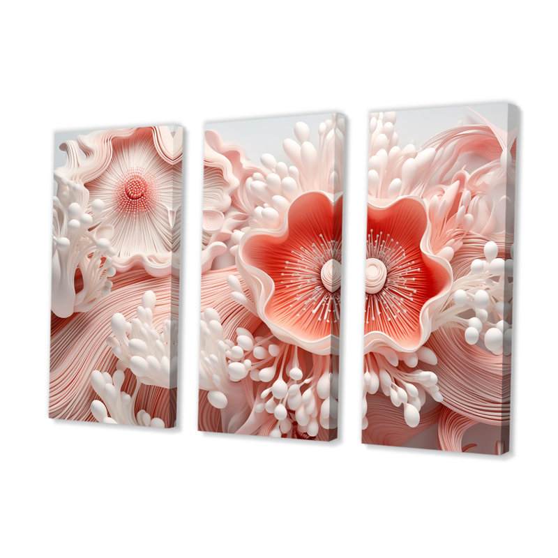 Ensemble de décoration murale géante plumose anémone collage I - corail sous l'eau, H 32 po x l 48 po x P 1 po